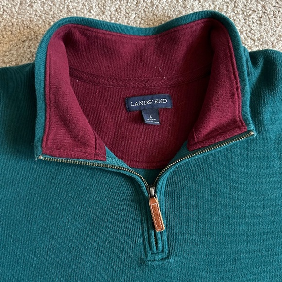 Lands' End Sweaters Lands End Mens Vintage Forest Green Quarter Zip